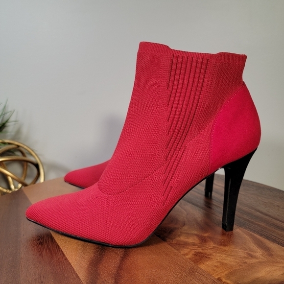 MIA Red sock Knit Stiletto ankle Boots Booties Heels Size 7.5 - Picture 6 of 17